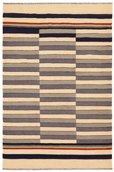 Flat Weave Kilim Antique Navaho Vintage handmade Modern Kilim Gray Beige Hand-Woven Rectangle 100% Wool Area Rug 6x8